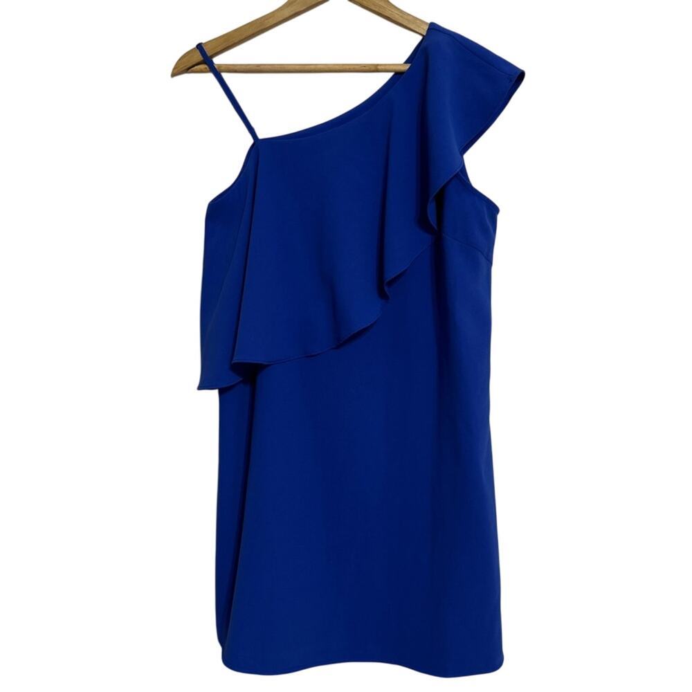 TCEC Ruffle One-Shoulder Blue Shift Dress Size L